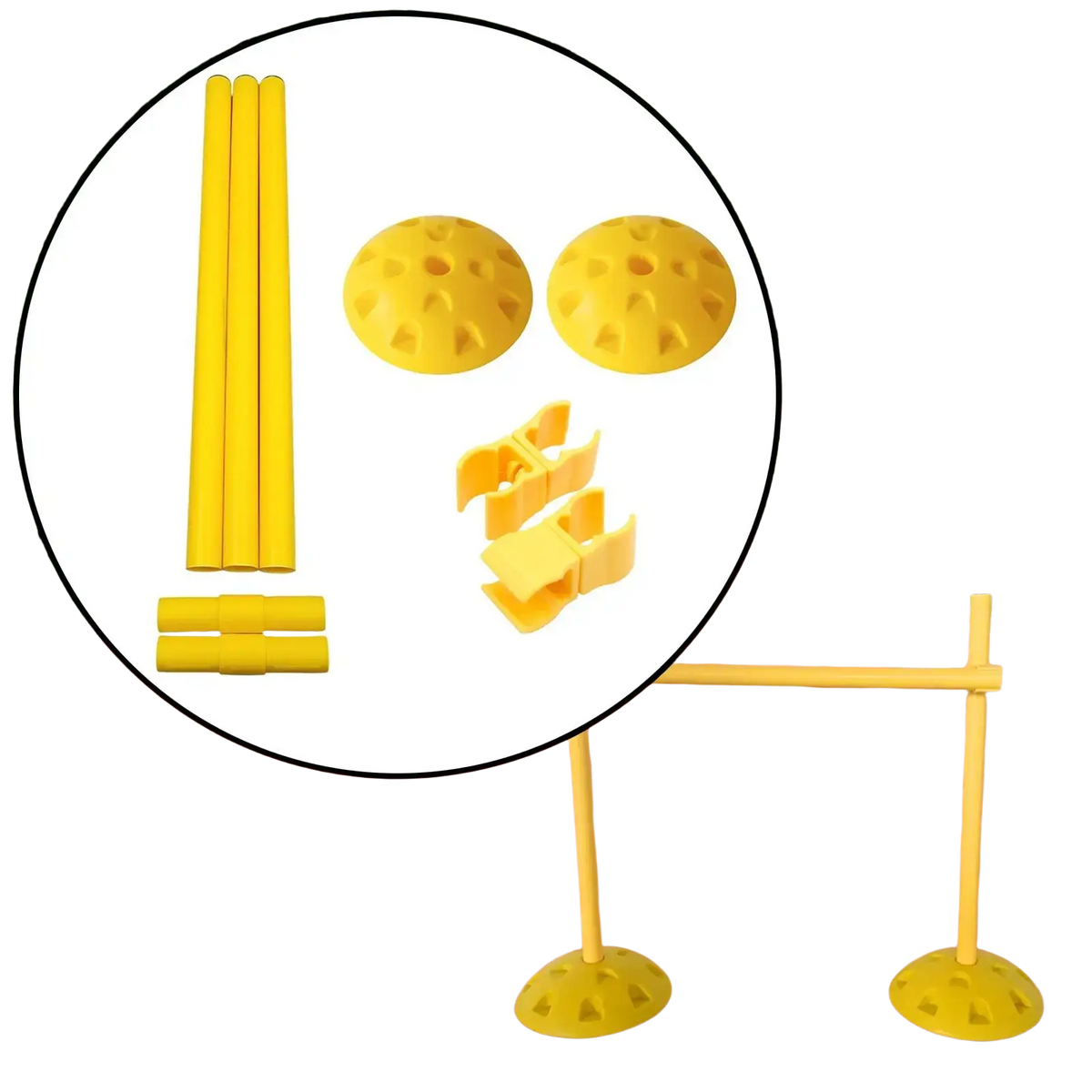 Yellow plastic pvc agility training poles designed for soccer agility and agility training exercises