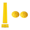 Yellow plastic pvc agility training pole set with three poles and two round bases for soccer agility practice
