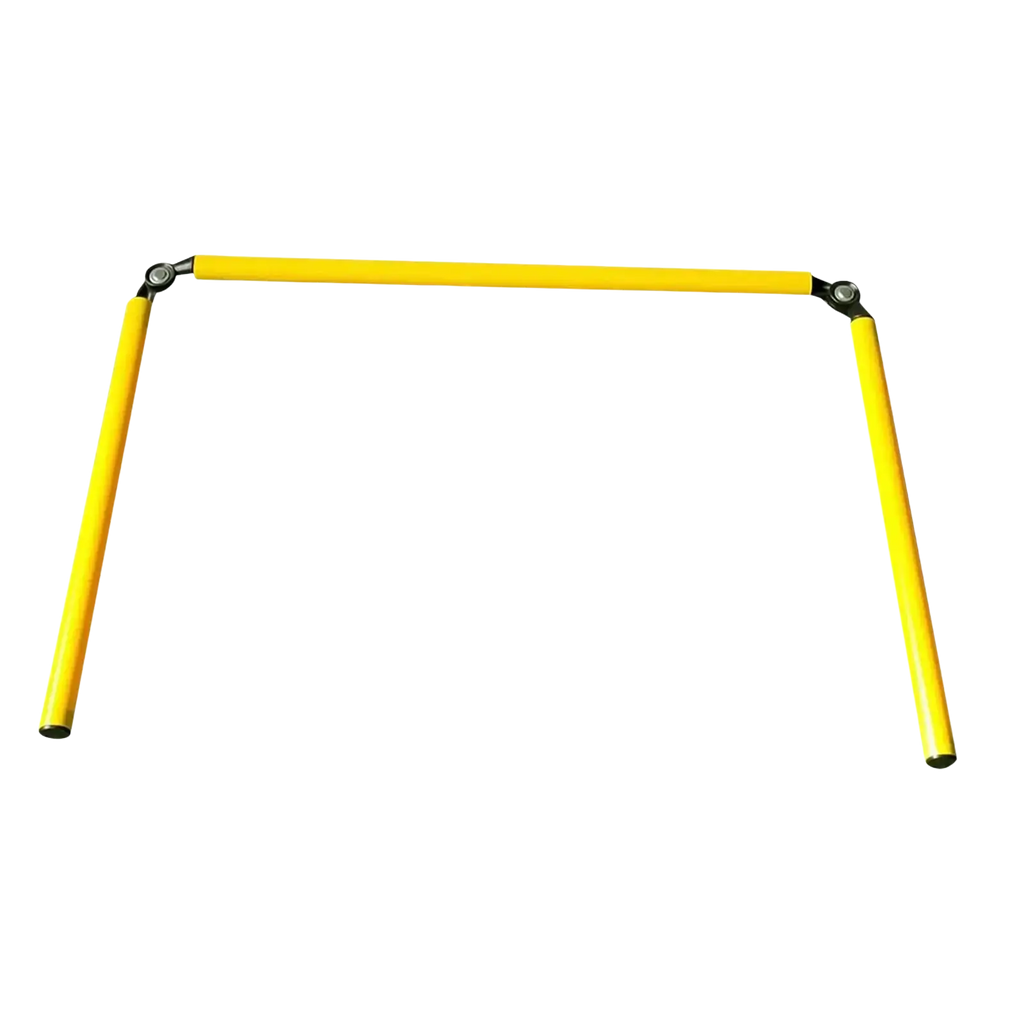 Yellow adjustable agility training pole with black metal joints for soccer and speed practice