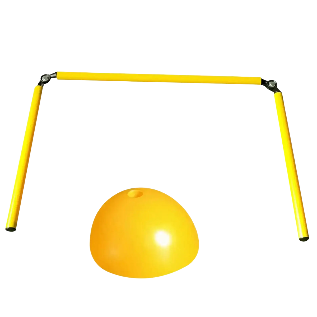 Yellow plastic agility training pole with spherical ball attachment for soccer and speed practice