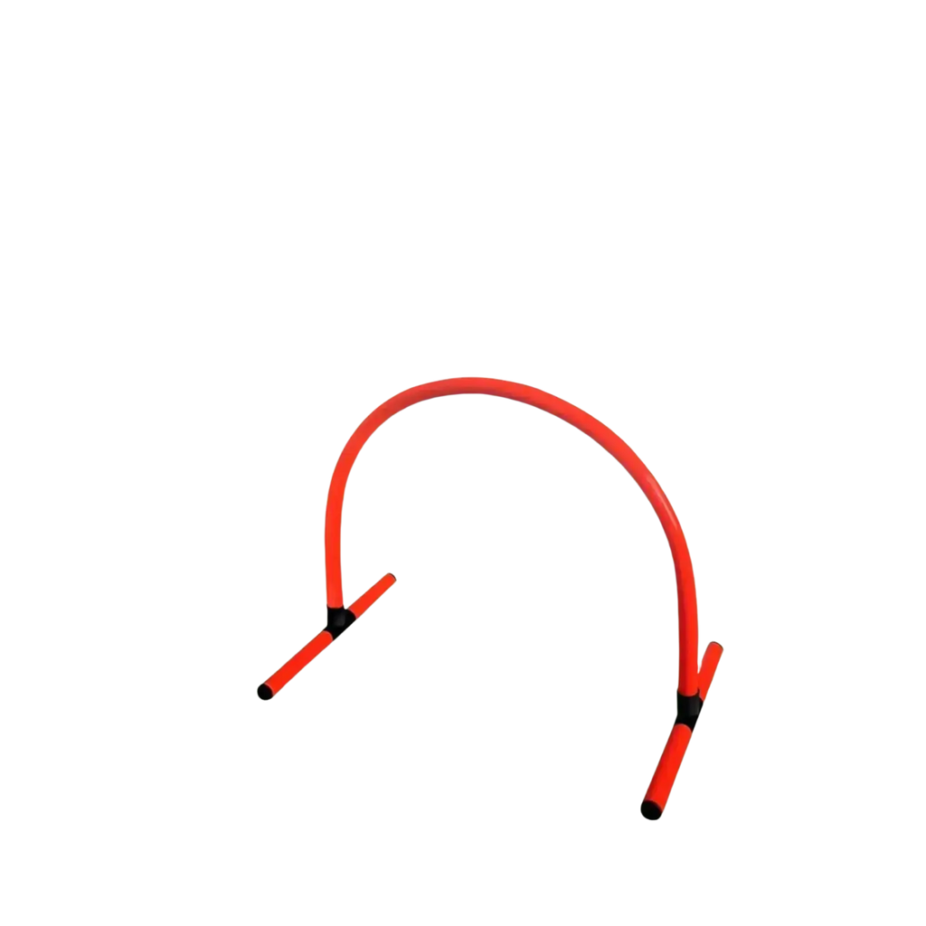 Bright red flexible pvc agility training soccer passing hurdle with black end caps for soccer training use