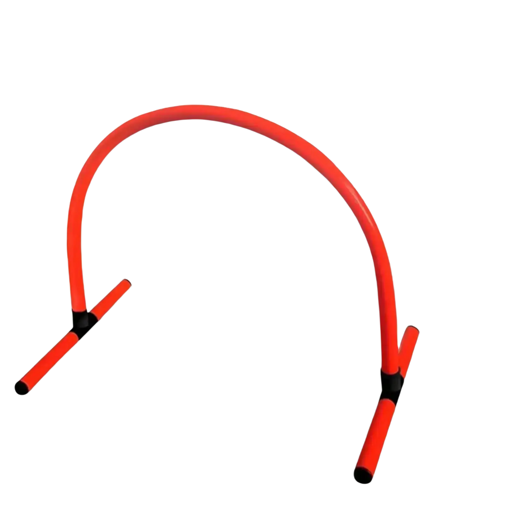 Bright red pvc agility training soccer passing hurdle with black connectors for effective training drills