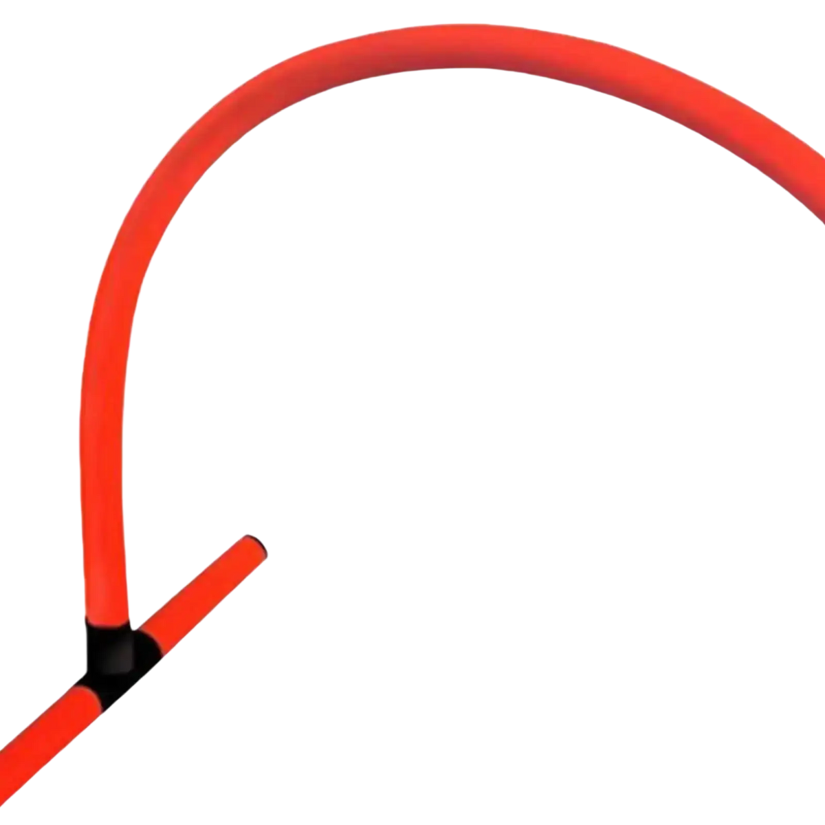 Red pvc agility training soccer passing hurdle featuring flexible tubing and a black connector for enhanced training passing