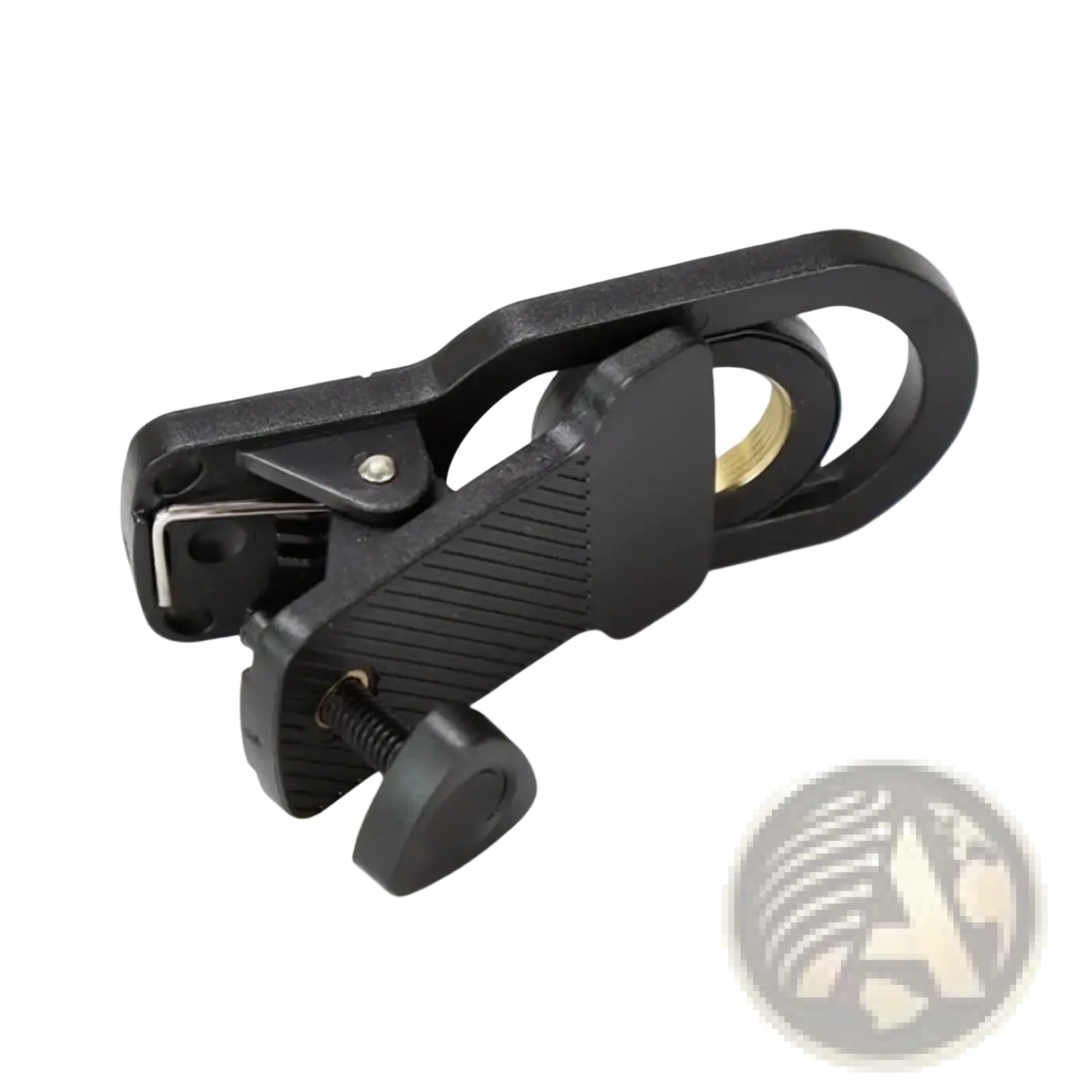 Black plastic camera tripod mount with textured grip and brass threaded insert for agnicy 17mm mobile telescope lens phone clip