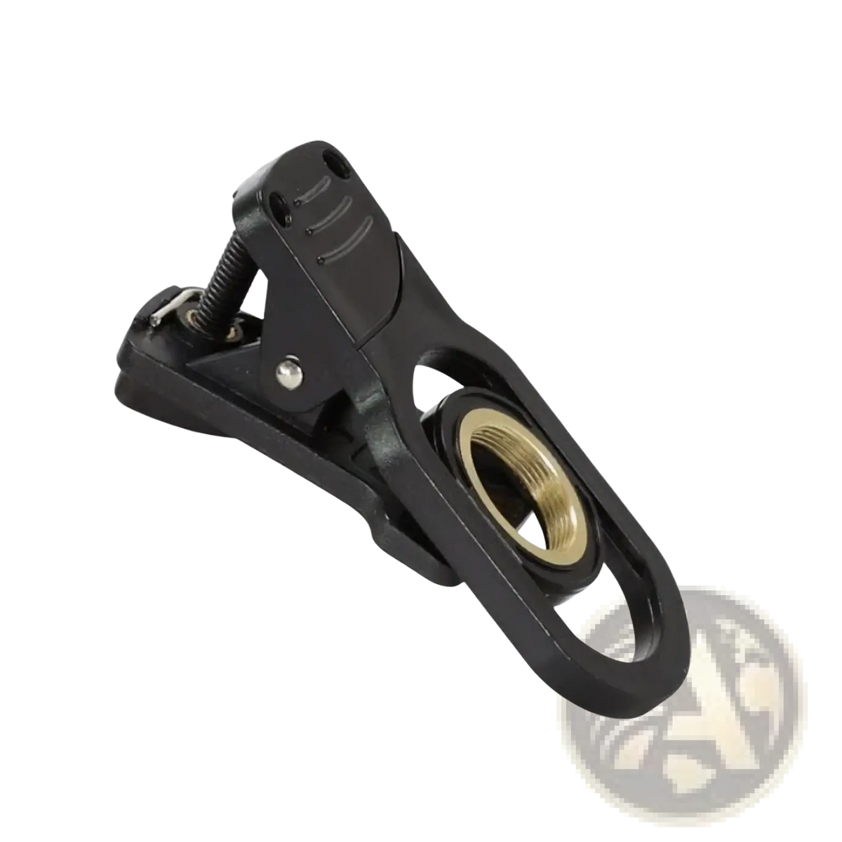 Black plastic clothespin with brass threaded hole for attaching to clothing in agnicy 17mm mobile telescope lens phone clip