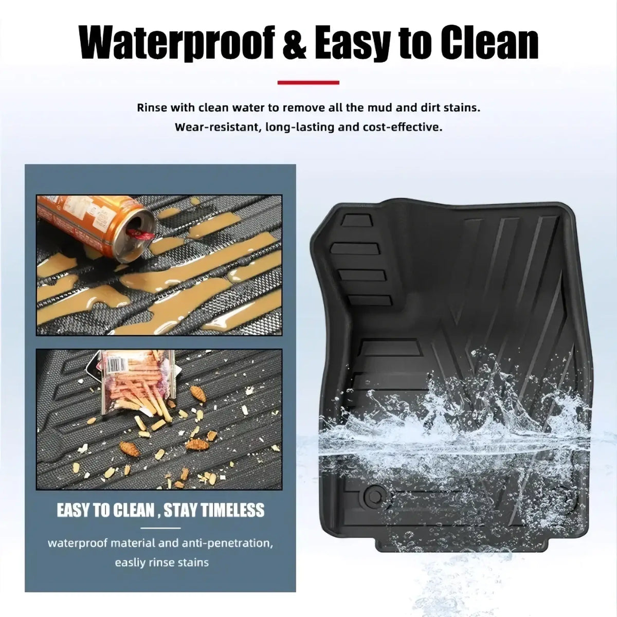 Black rubber tpe seat back mat with textured ridges and reinforced edges for Aion Hyper Ht 2023 vehicle