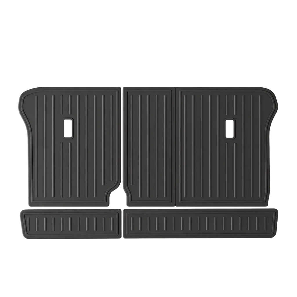 Black rubber Aion Hyper HT 2023 TPE seat back mat with vertical ribbed texture designed for vehicle use