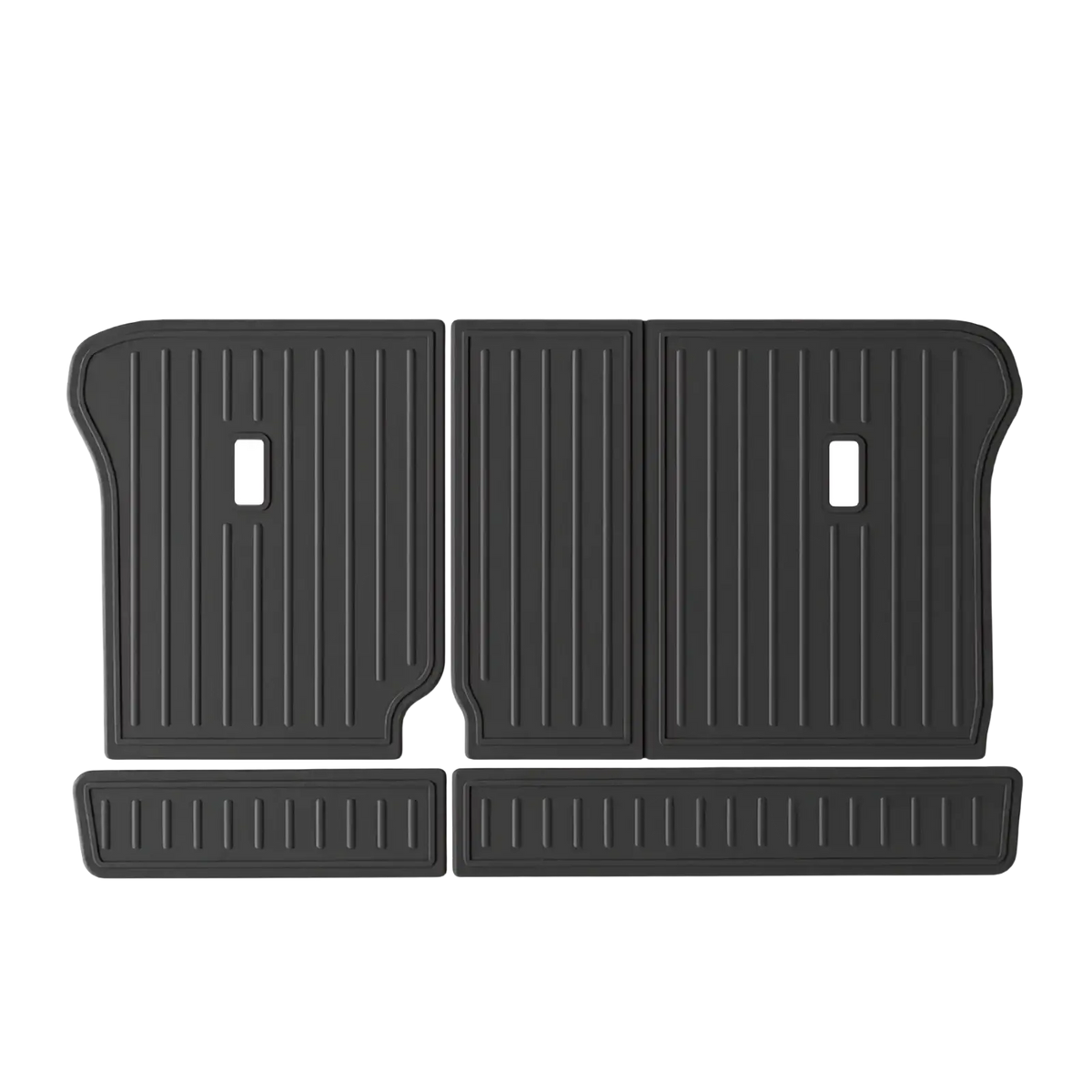 Black rubber Aion Hyper HT 2023 TPE seat back mat with vertical ribbed texture designed for vehicle use