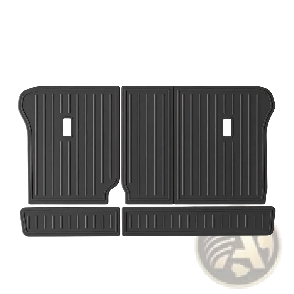 Black rubber Aion Hyper HT 2023 TPE seat back mat with vertical ribbed texture designed for vehicle use