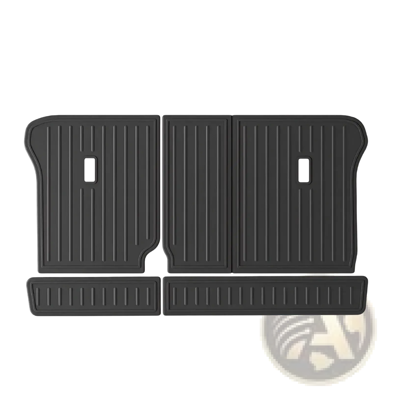 Black rubber Aion Hyper HT 2023 TPE seat back mat with vertical ribbed texture designed for vehicle use