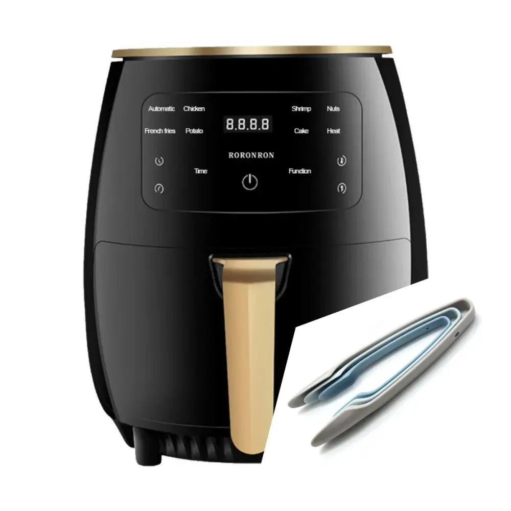 Black and gold Arbaglobal smart touch digital electric air fryer with digital control panel and removable basket