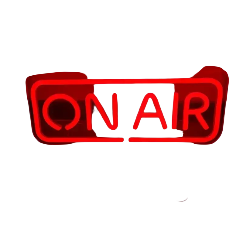 On air led neon sign usb wall art featuring a glowing red neon rectangular frame with bold uppercase letters