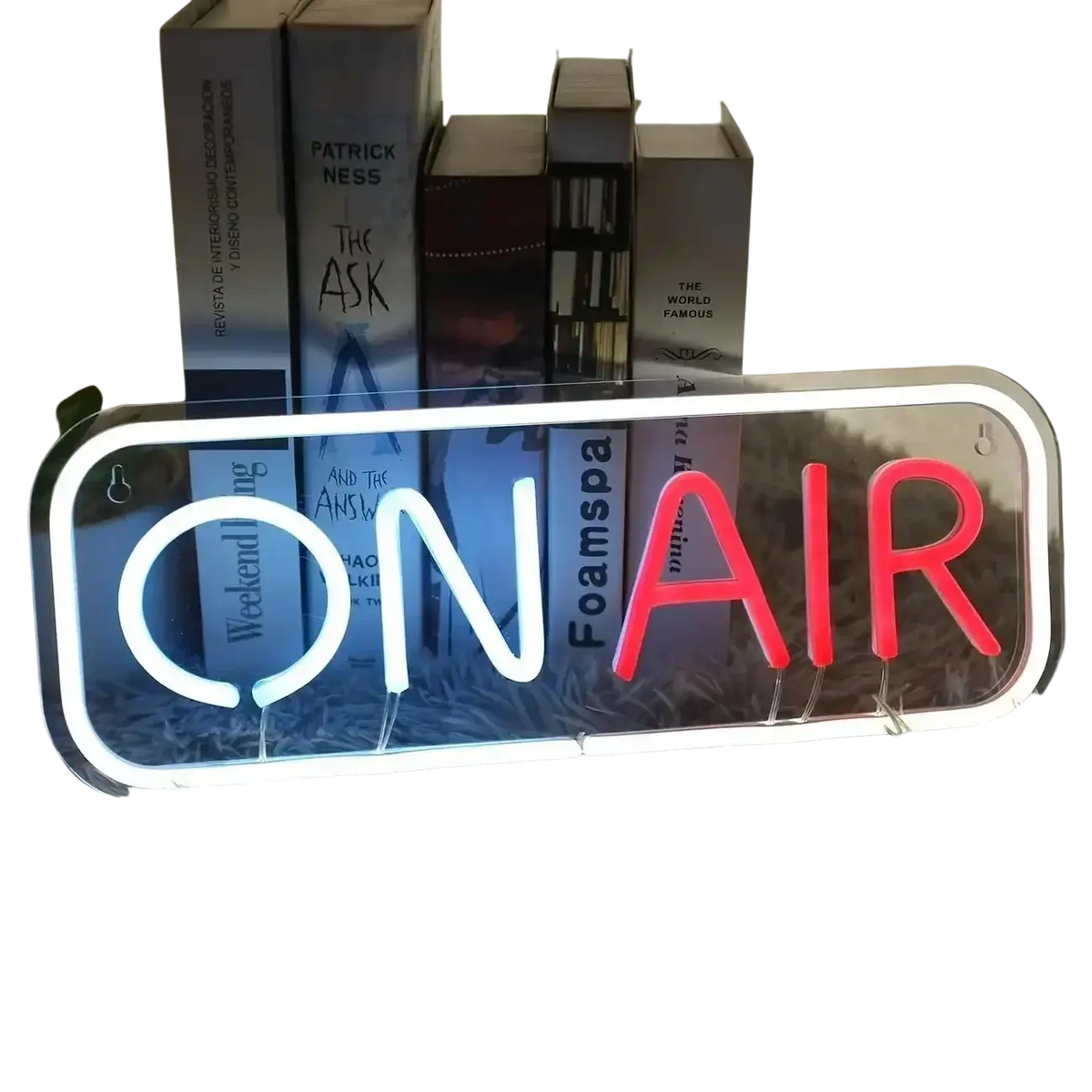 On air led neon sign usb wall art with glowing white on and red air text framed by bright white border