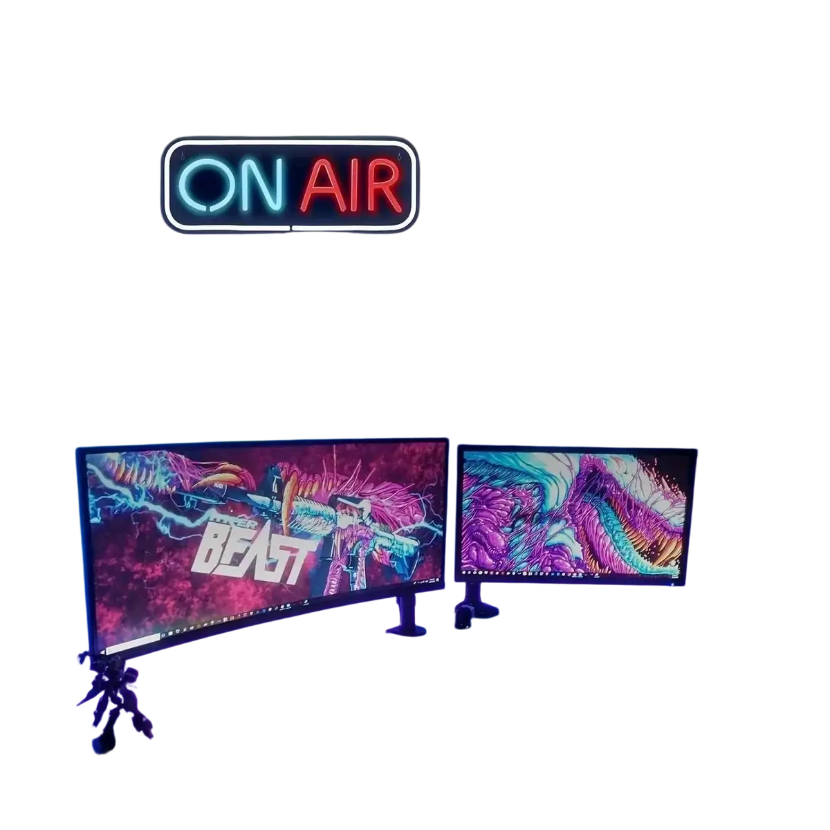 On Air LED neon sign usb wall art with blue and red lights outlined by a white border for indoor decoration