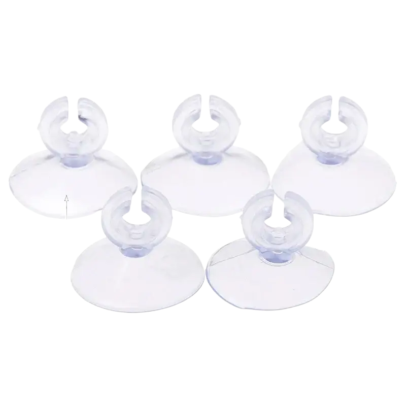 Clear plastic suction cups with circular base and u shaped ring for air stone and air tube fish tank accessories kit