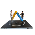 Yellow and blue inflatable air track gym mat designed for versatile training and floor exercises