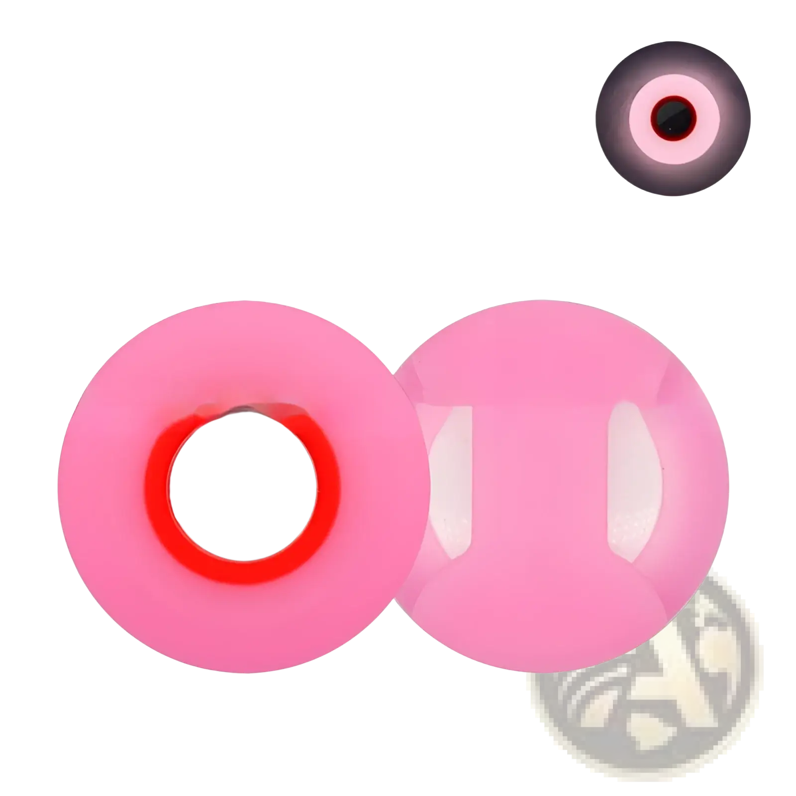 Pink luminous powder eye beads with a red-rimmed center in an Airtag silicone pet collar tracker protective case