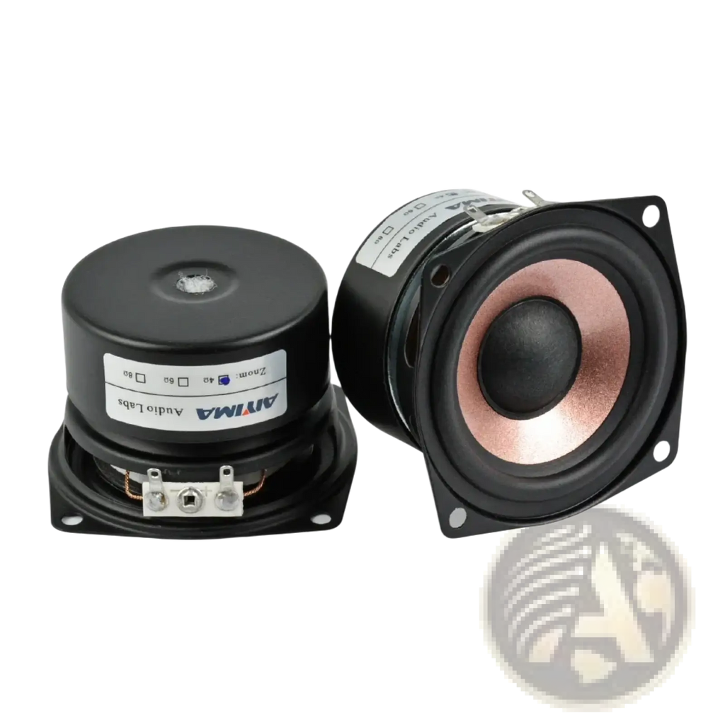 Aiyima 2.5 inch full range black and copper audio speakers pair with square mounting frame from aima audio labs