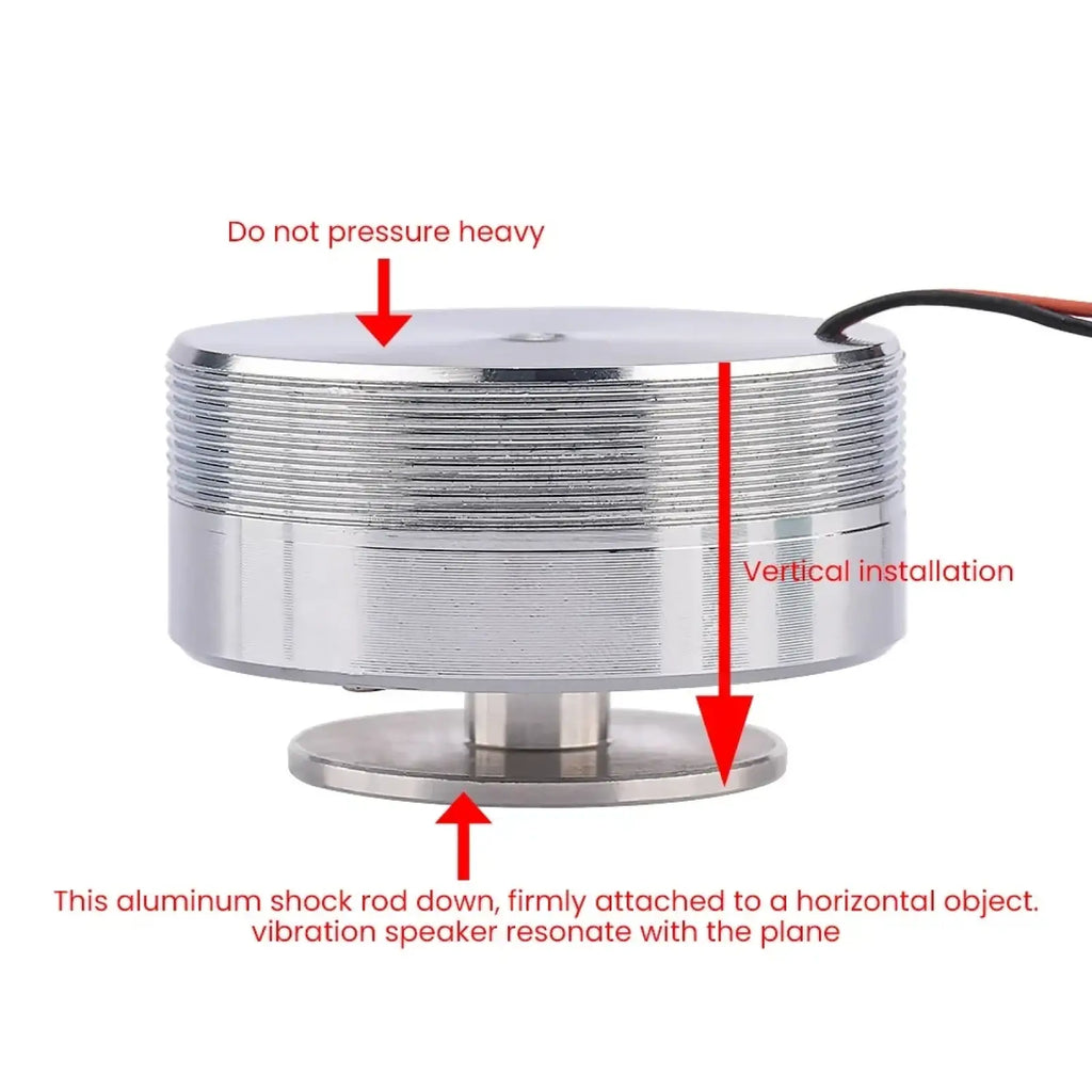 Aiyima 25w full range sound exciter speaker silver aluminum vibration speaker with threaded ridged sides and central rod