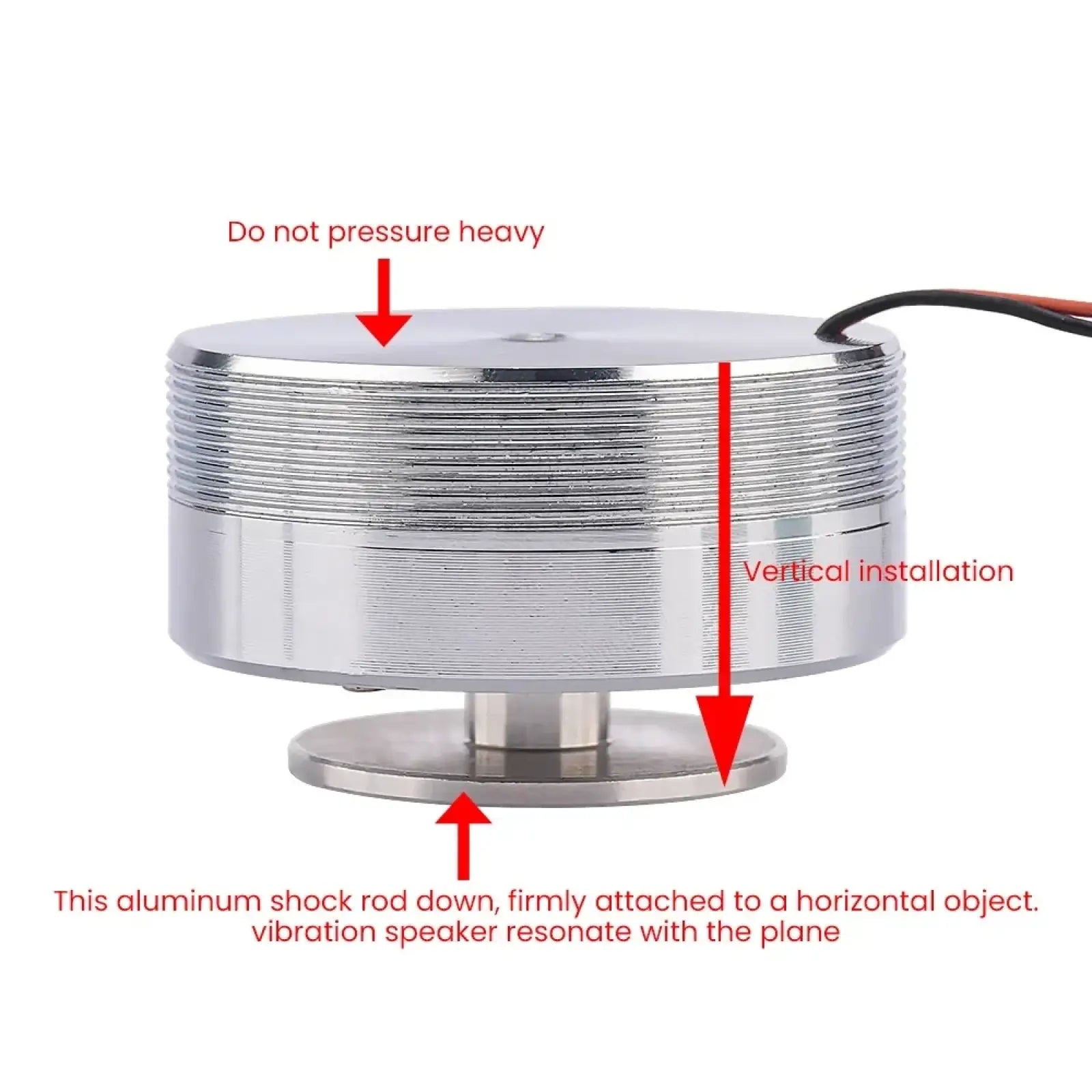 Aiyima 25w full range sound exciter speaker silver aluminum vibration speaker with threaded ridged sides and central rod