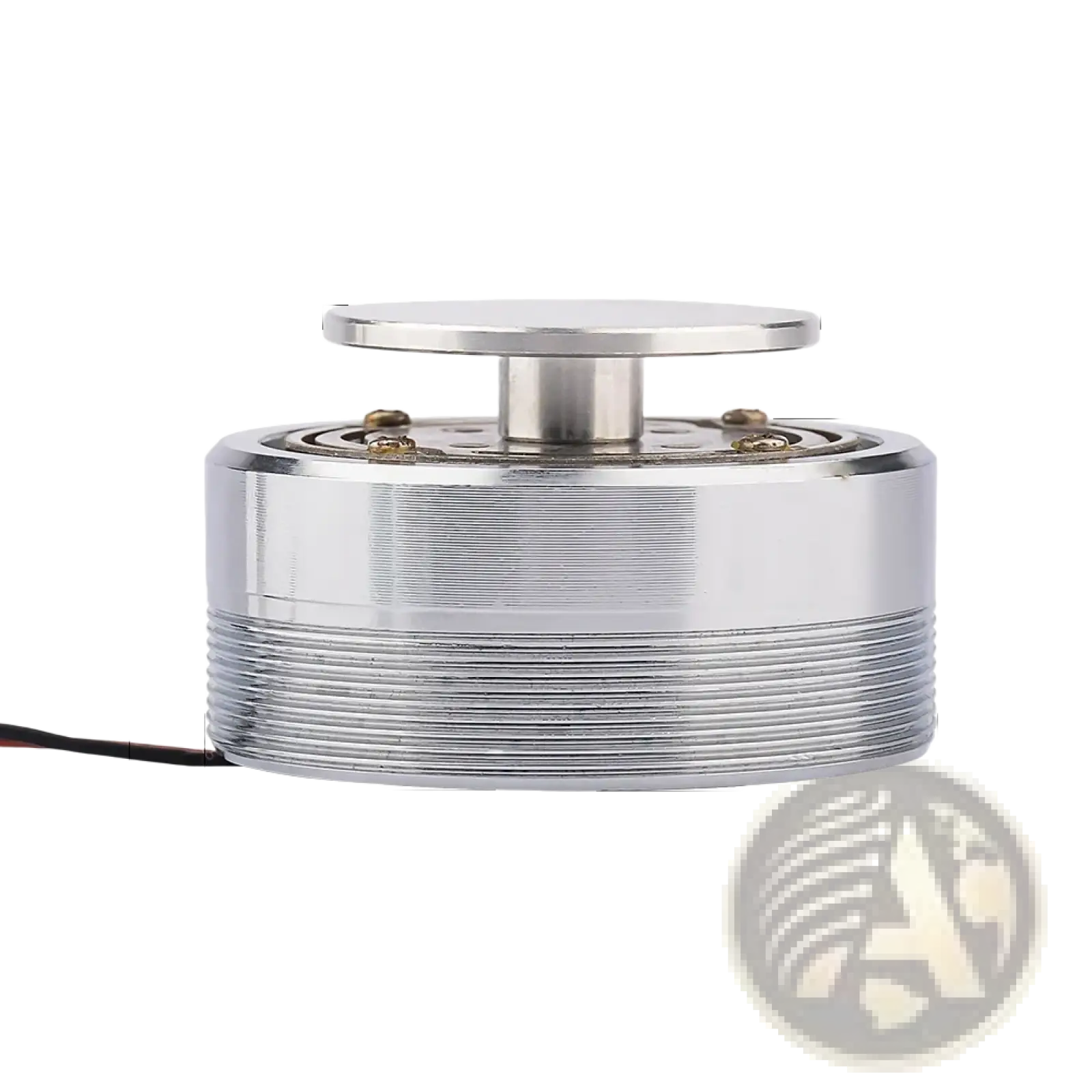 Aiyima 25w full range sound exciter speaker with silver cylindrical ribbed electromagnetic actuator 50mm diameter 30mm height