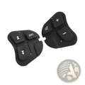 Black plastic alfa 147 steering wheel audio control buttons with white symbols and a 9rc button for 147 156 166 gt models