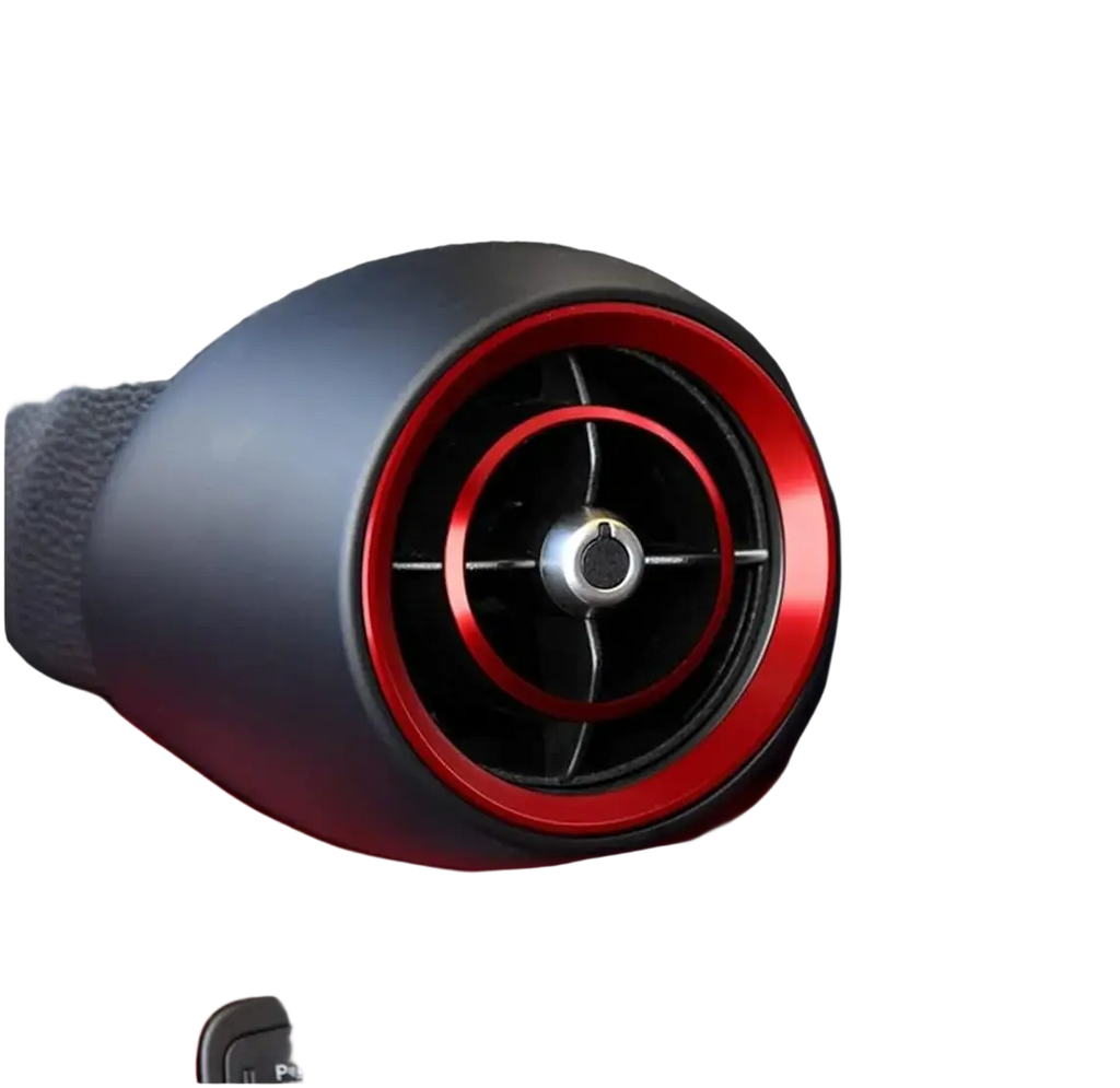 Alfa Romeo Giulia Stelvio red air vent trim rings with red accents and sleek metallic finish circular cover