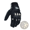 Black madbike alloy knuckle motorcycle glove showing back side with reinforced knuckle and finger protectors