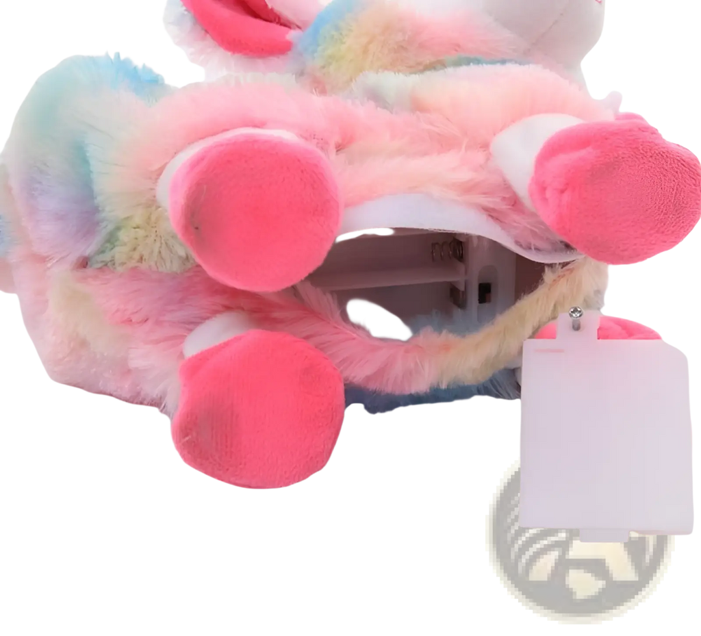 Alpaca plush toy musical rainbow unicorn with pink hooves and soft fuzzy texture measuring 30cm