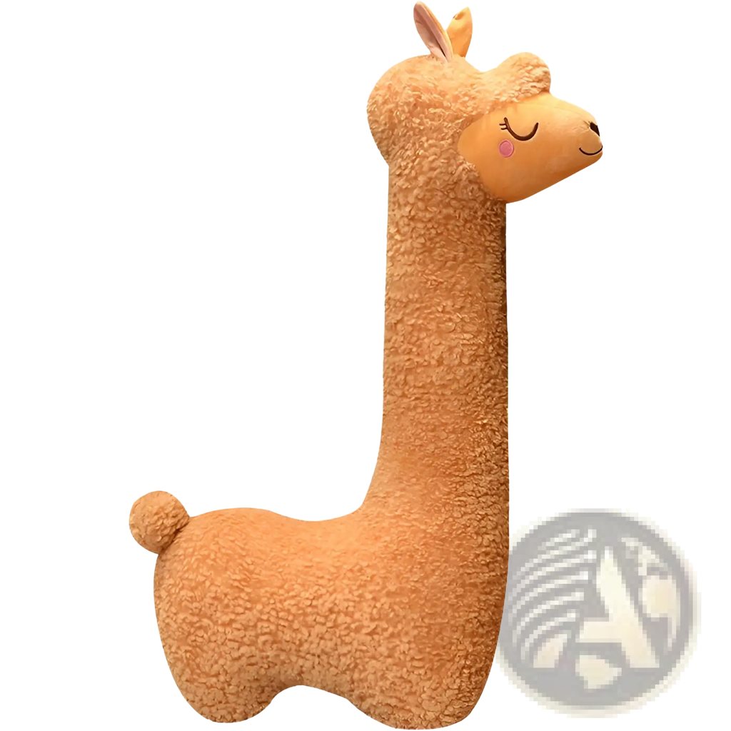 Cute tan alpaca plush toy pillow with soft textured fur and closed eyes large white stuffed animal 75cm