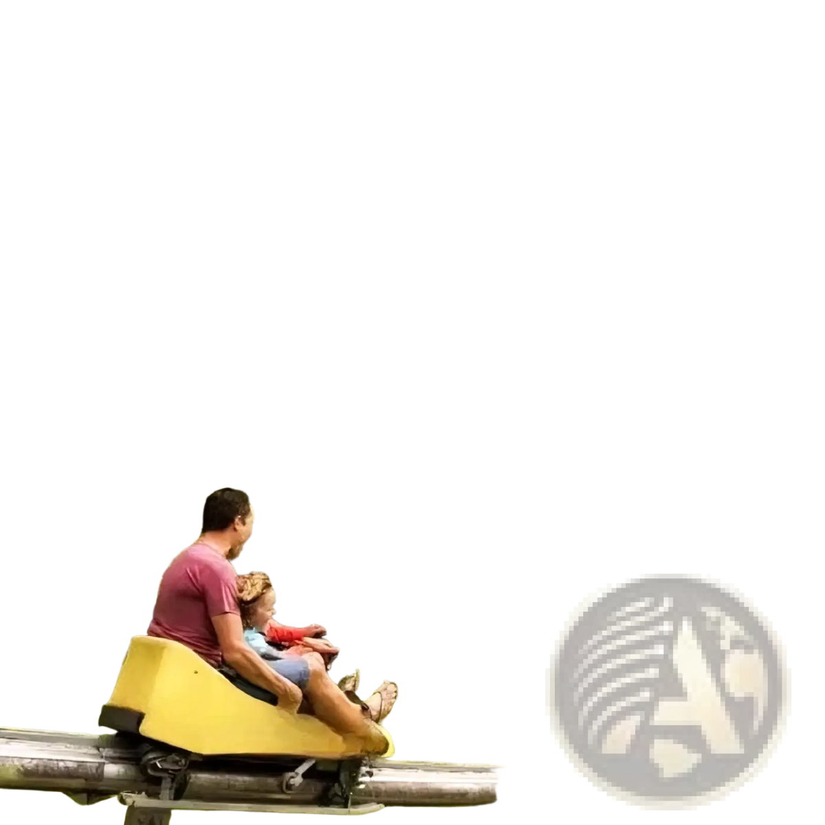 Yellow plastic alpine roller coaster outdoor amusement ride on a mountain track for sleigh rides