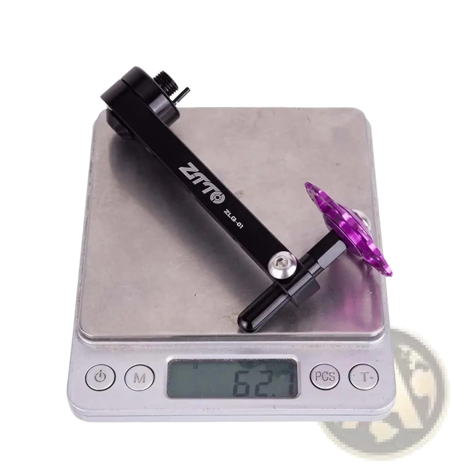 Black zimo zl-01 aluminium alloy bike handlebar brake lever with purple translucent flower-shaped accent for chain tensioner stabilizer