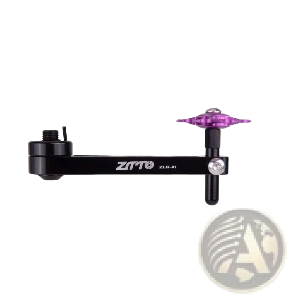 Black zitto zlg-01 aluminium alloy bike chain tensioner stabilizer with purple translucent dial and metallic accents