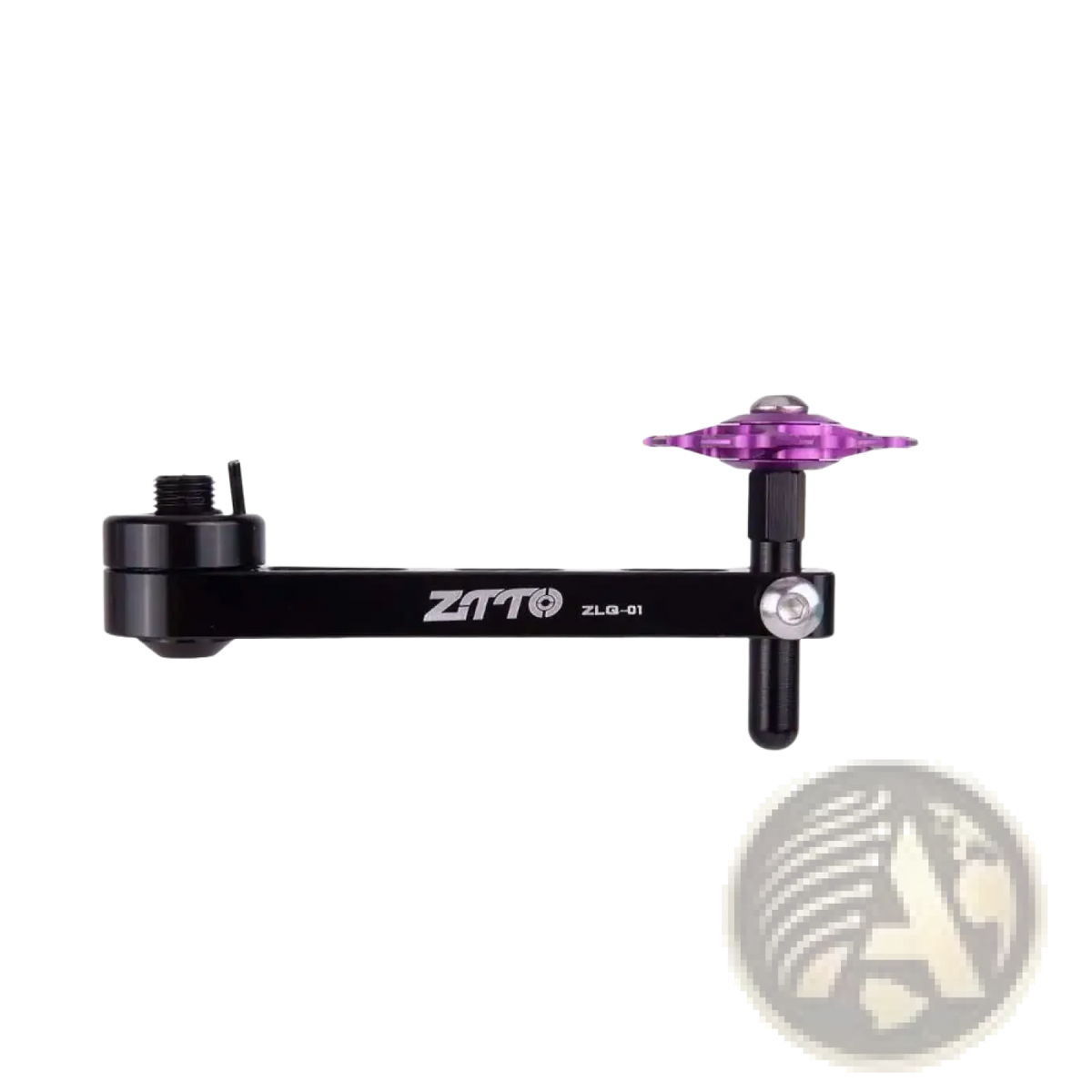 Black zitto zlg-01 aluminium alloy bike chain tensioner stabilizer with purple translucent dial and metallic accents