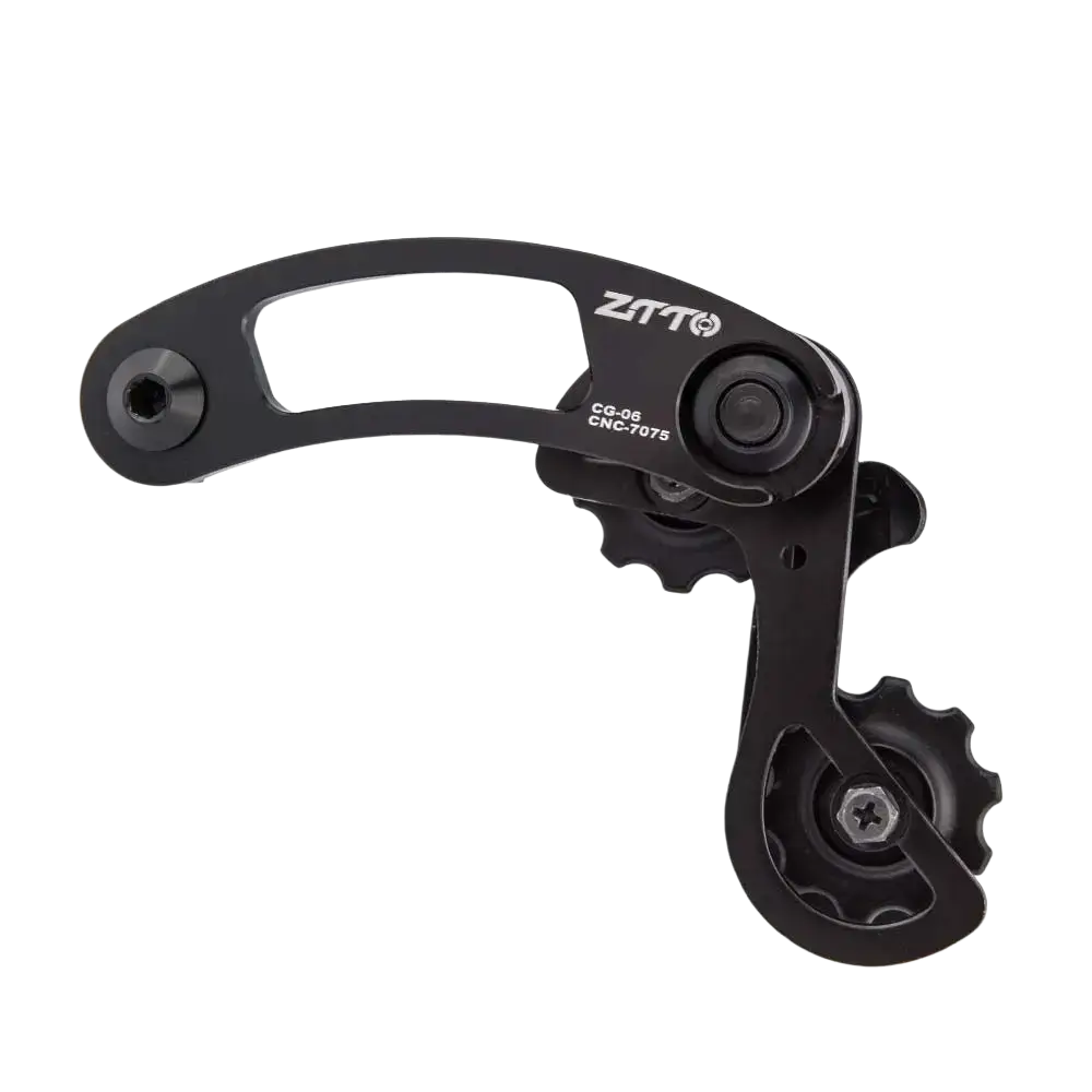 Black ztto cg-06 cnc-7075 aluminium alloy bike chain tensioner stabilizer rear derailleur back side view