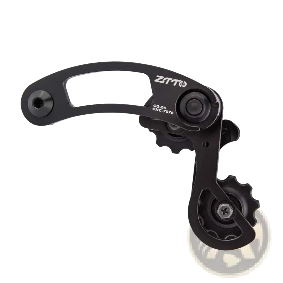 Black ztto cg-06 cnc-7075 aluminium alloy bike chain tensioner stabilizer rear derailleur back side view