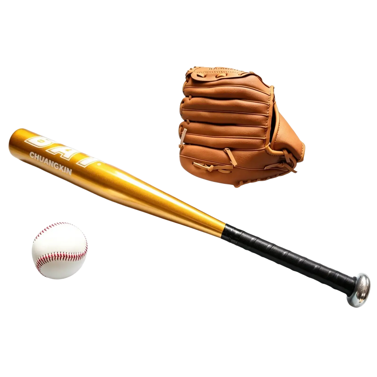 Gold and black aluminum alloy baseball bat with chuangkin branding for soft baseball training and play
