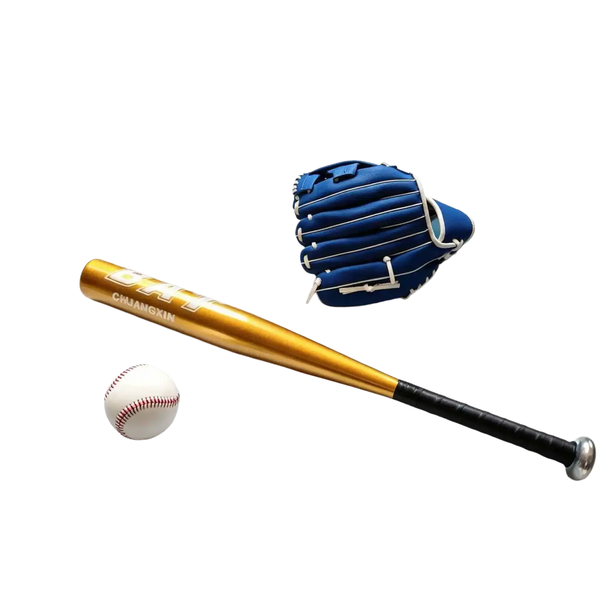 Gold and black aluminum alloy baseball bat with chiangkin branding suitable for soft baseball training use