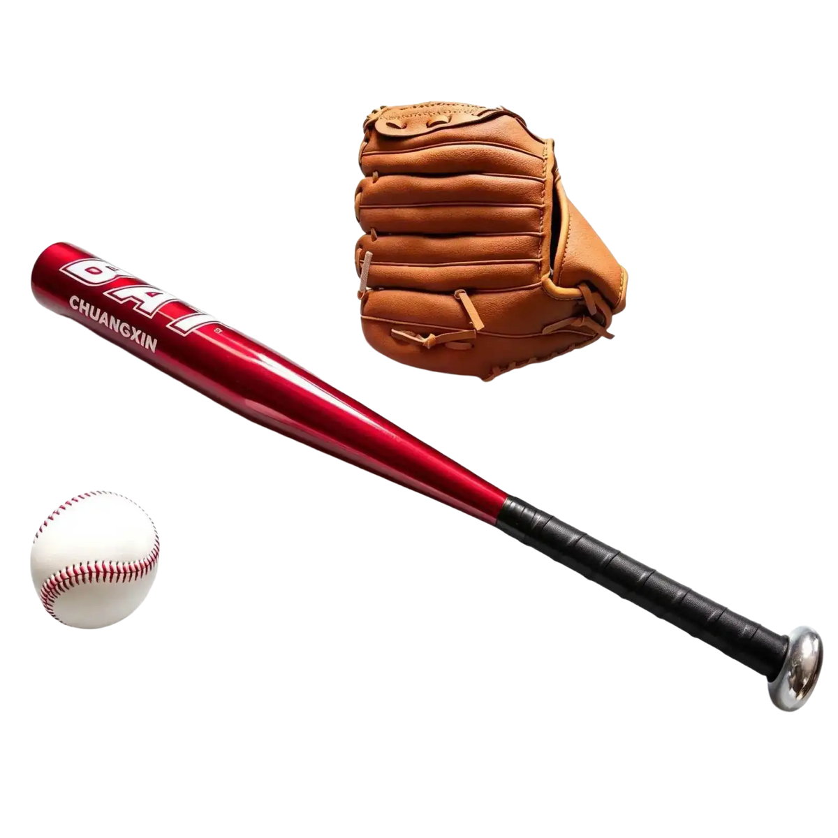 Red aluminum alloy baseball bat with black grip silver barrel branded chuangxin for soft baseball training use