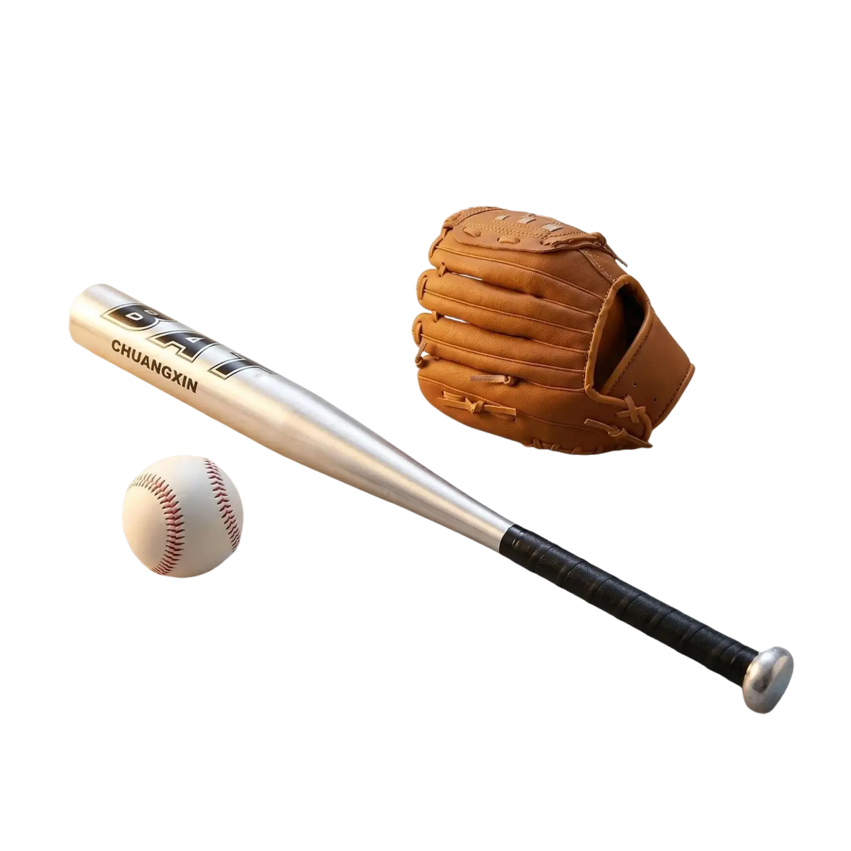 Silver aluminum alloy baseball bat with black grip and chuangxin branding for soft baseball and training use