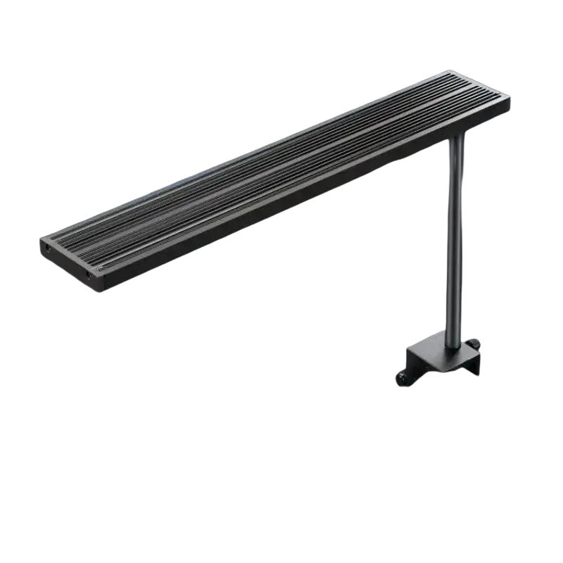 Black rectangular aluminum alloy fish tank led light dc12v with sleek modern design and horizontal slats on top surface