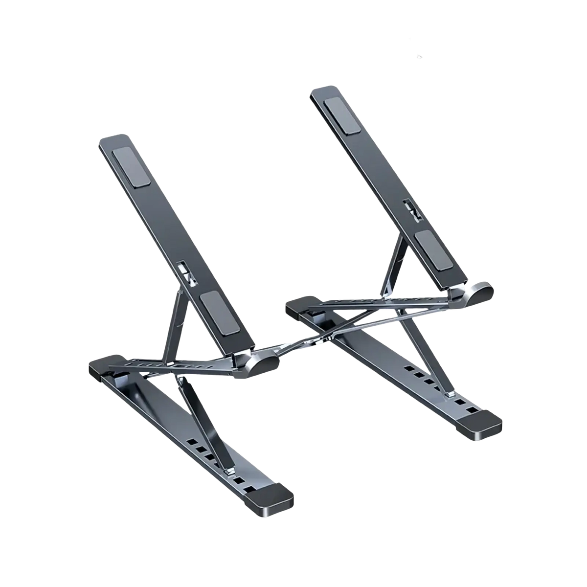 Gray black aluminum alloy foldable laptop stand showing sleek and durable design for ergonomic use