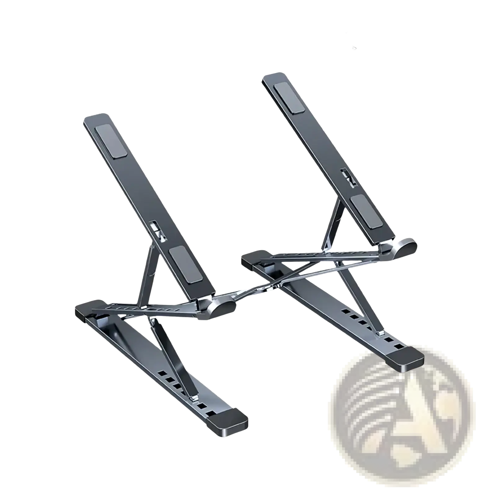 Gray black aluminum alloy foldable laptop stand showing sleek and durable design for ergonomic use