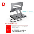 Silver metallic aluminum alloy 8-in-1 docking station laptop with infinitely swivel stand and single usb-c cable