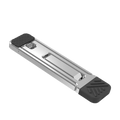 Silver aluminum alloy laptop stand with black rubberized feet and textured grip surfaces for mobile phones