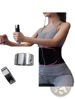 Black and pink waist trainer belt with metallic silver clasps designed as a 25mm aluminum exercise machine handle end cap