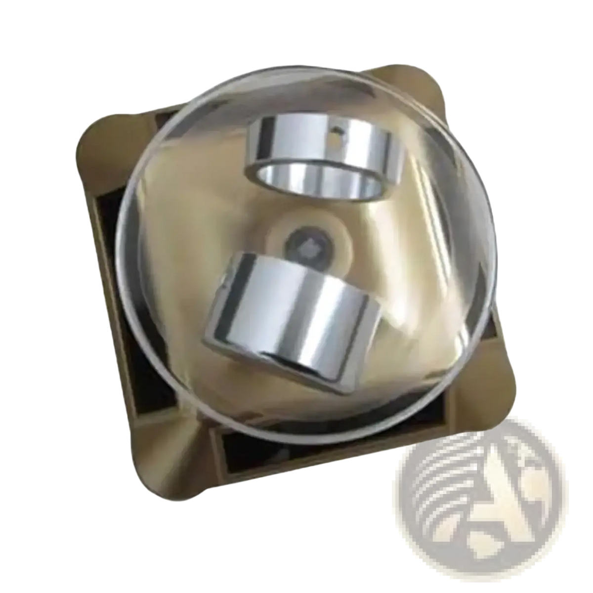 Aluminum exercise machine handle end cap 25mm with shiny chrome cylindrical bearings in a transparent dome on gold base
