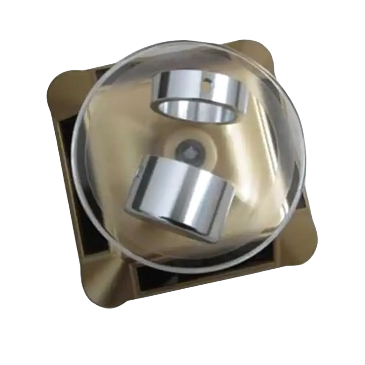 Aluminum exercise machine handle end cap 25mm with shiny chrome cylindrical bearings in a transparent dome on gold base