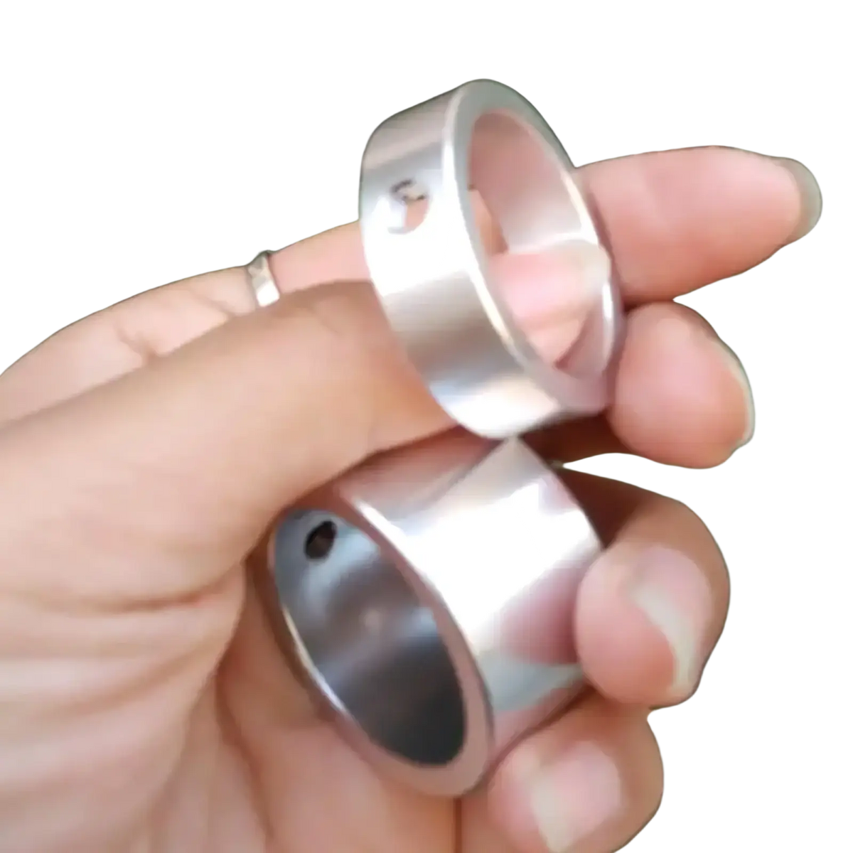 Silver-toned aluminum exercise machine handle end cap 25mm with smooth polished finish and subtle engraved markings