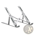 Silver aluminum alloy foldable portable laptop stand with sleek design for ergonomic computer use